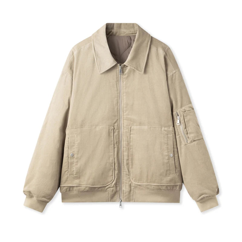 Men's Corduroy Pilot Jacket - Thick Oversize Cotton Winter Jacket