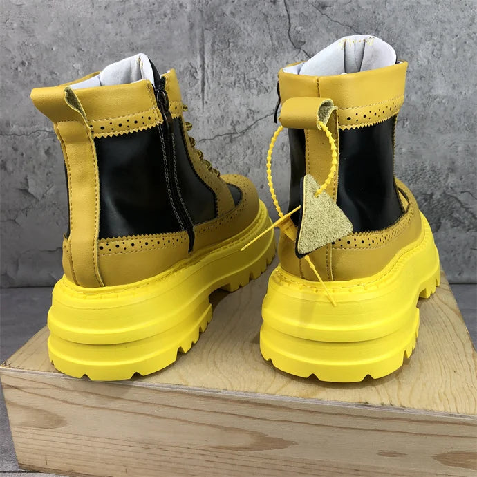 Men's Thick Soled Side Zipper Platform Boots