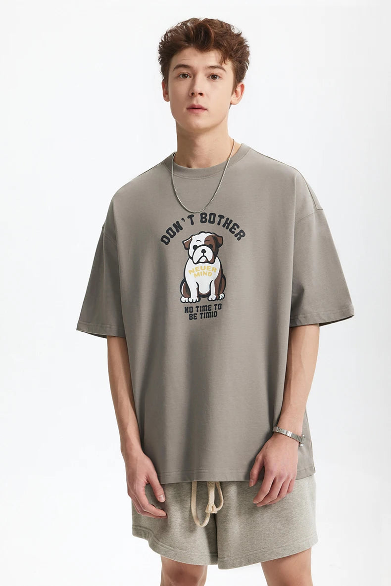 Men's French Bulldog Fun American Vintage 100% Cotton Heavyweight Casual Short Sleeve T-Shirt