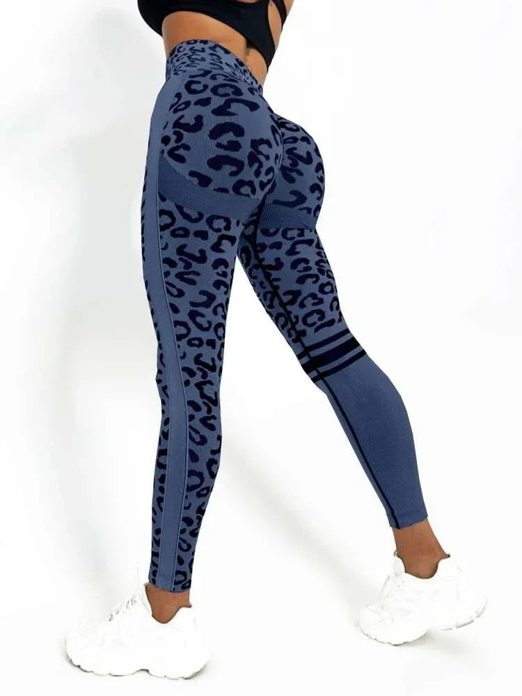 Women Leopard Seamless Yoga Pants High Waist Lifting Hip Tight Running Sports Leggings