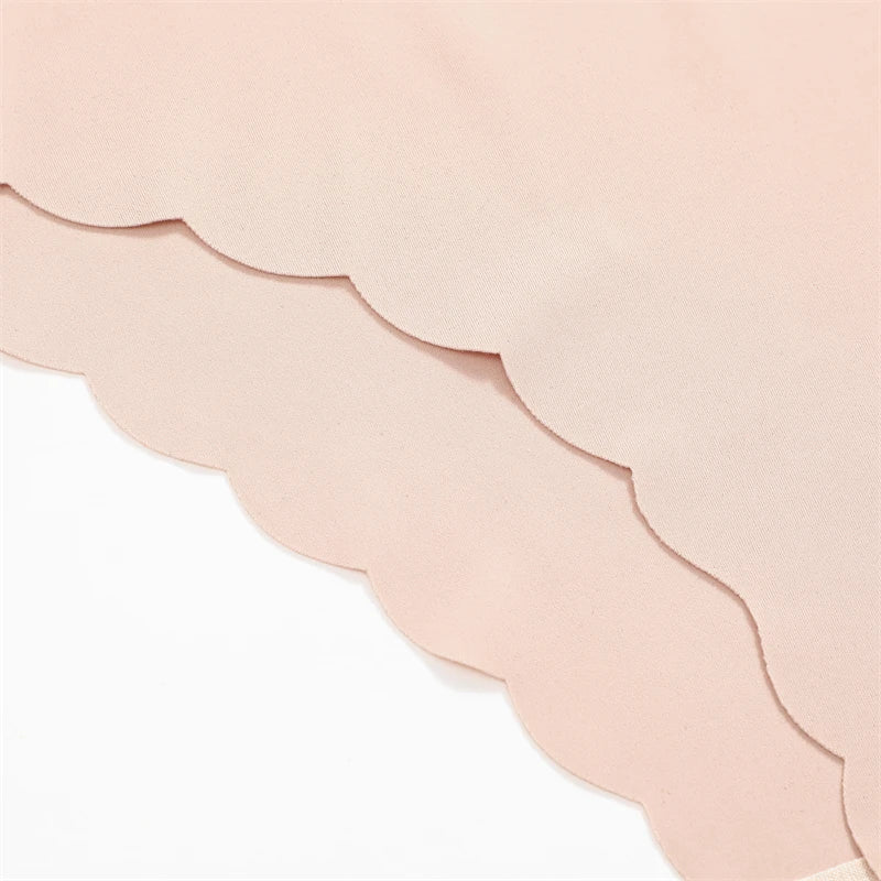 Women's 5Pcs Ice Silk Ruffles Underwear V Waist Panties Seamless Low-Waist Briefs  Comfortable Lingerie
