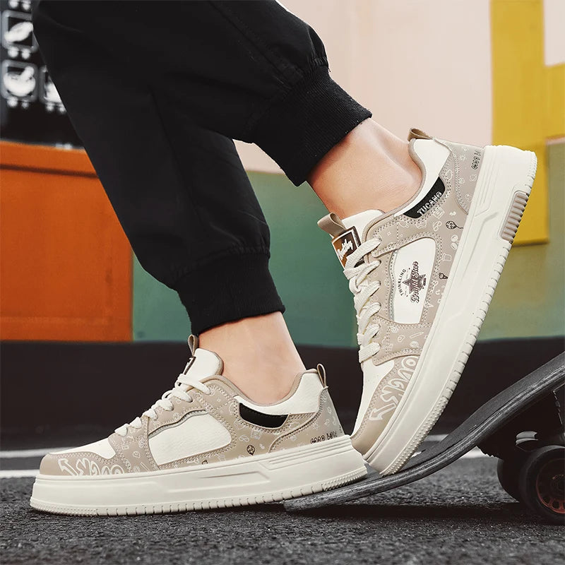 Men's Casual Versatile Platform Skateboard Lace Up Sneakers