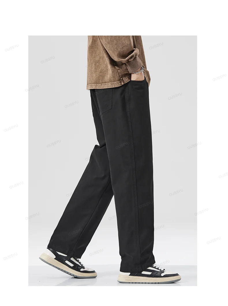 Men's 100% Cotton Wide Leg Casual Trousers | Elastic Waist Year-Round Pants M–XXXL