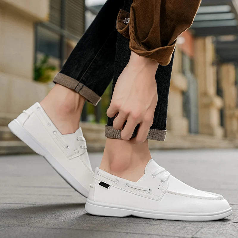 Men's Leather Slip-On Boat Shoes - Breathable Casual Loafers