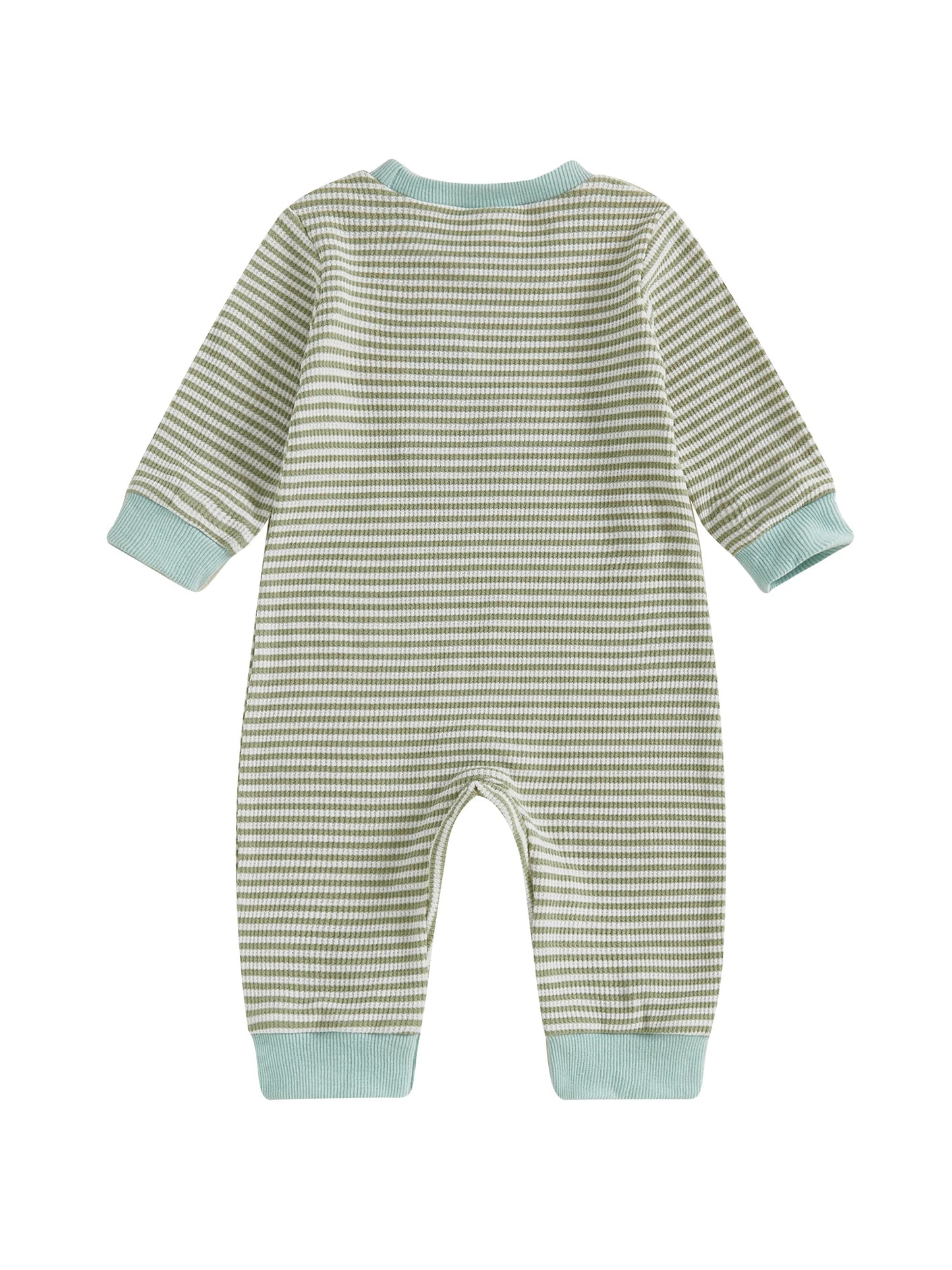 Baby Boys Striped Romper with Duck Embroidery - Long Sleeve Autumn Jumpsuit (0-18M)