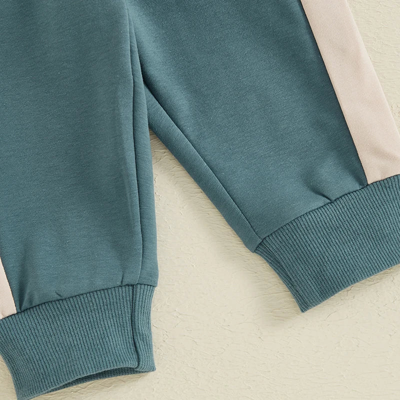 0-4Y Toddler Kids Boys Girls Fall Clothes Sets Contrast Long Sleeve Sweatshirt Tops and Pants Set