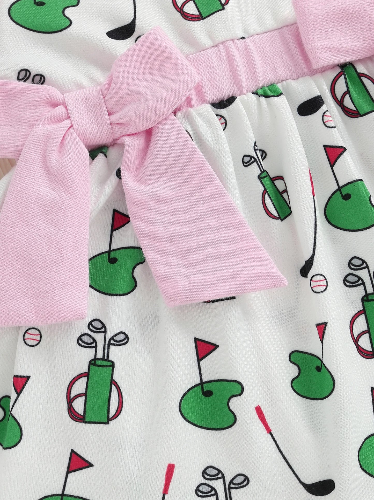 Baby Girls' Romper Dress - Golf Print Bowknot Ruffles Fly Sleeve Bodysuit
