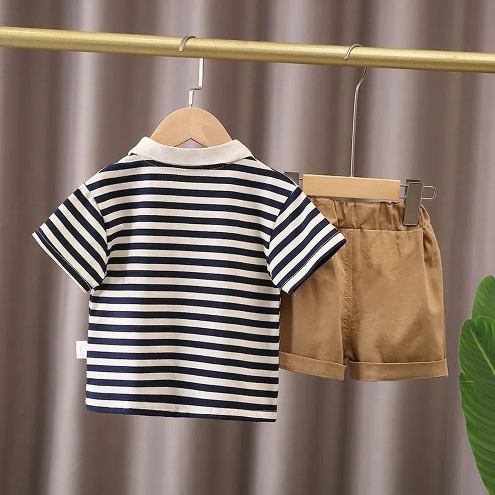 Boy's Stripes Polo T-shirt and Pants 2 Pieces Set 1-5Yr Old