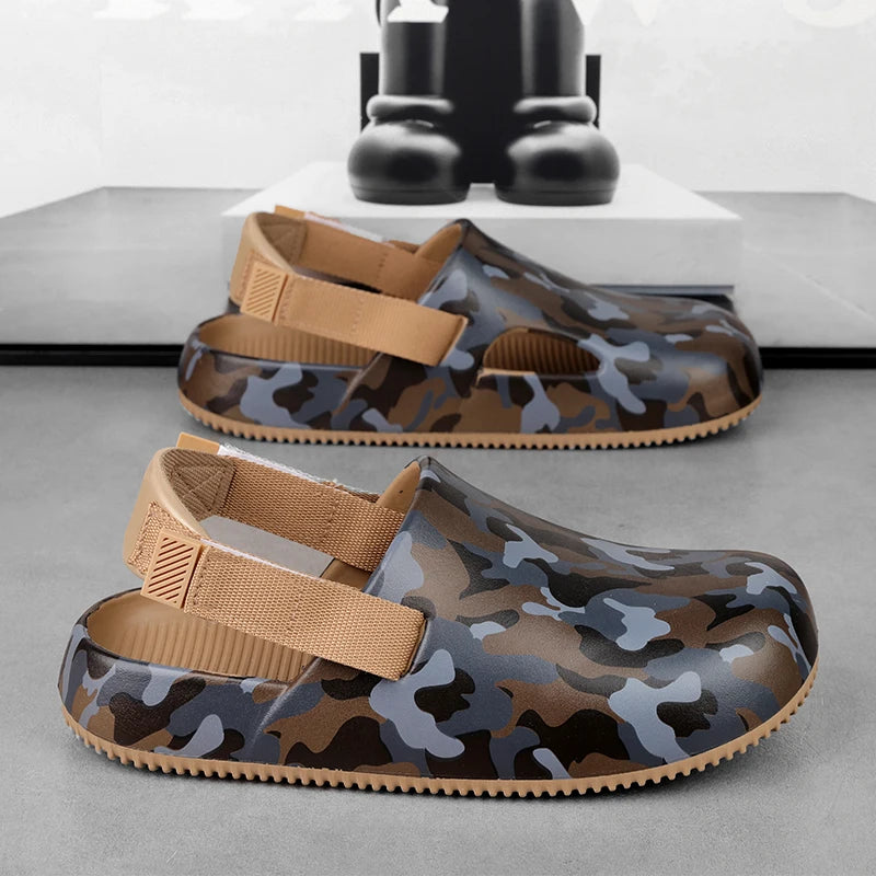 Men's Summer Slippers Sandals Camouflage  Clogs Beach Slippers Flip Flop Casual Slides