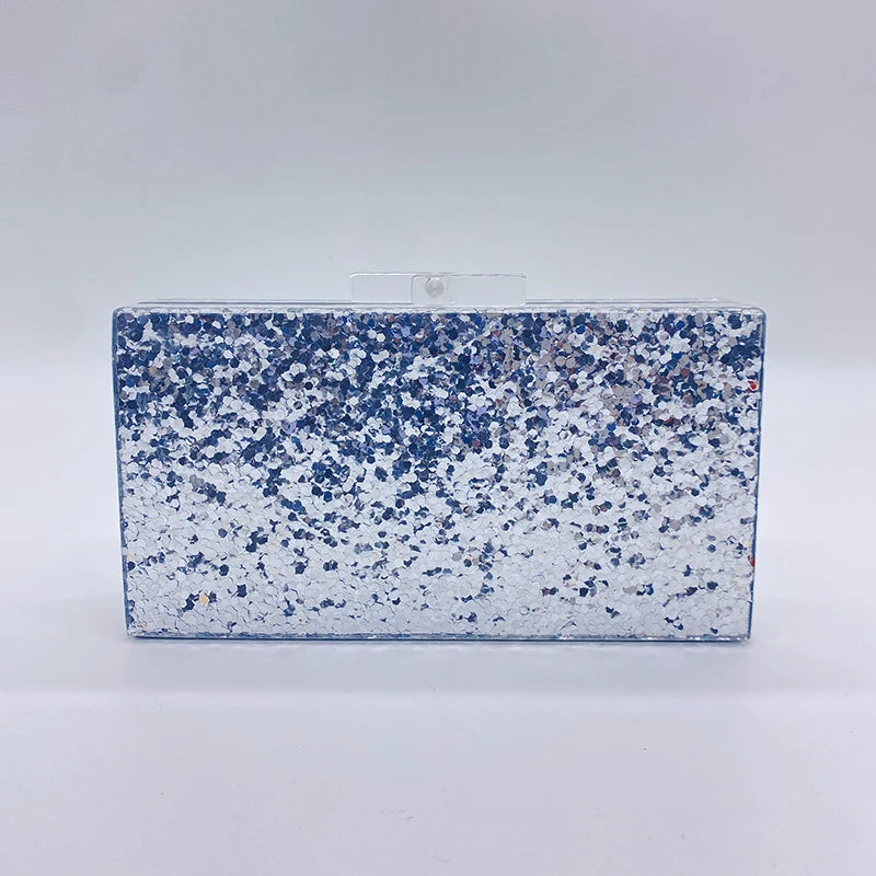 Women's Silver Chain Minaudière Evening Clutch Bag – Mini Crossbody Purse
