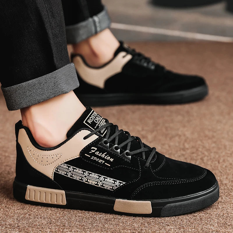 Men's Casual Flat Sneakers - Simple Design Trainers