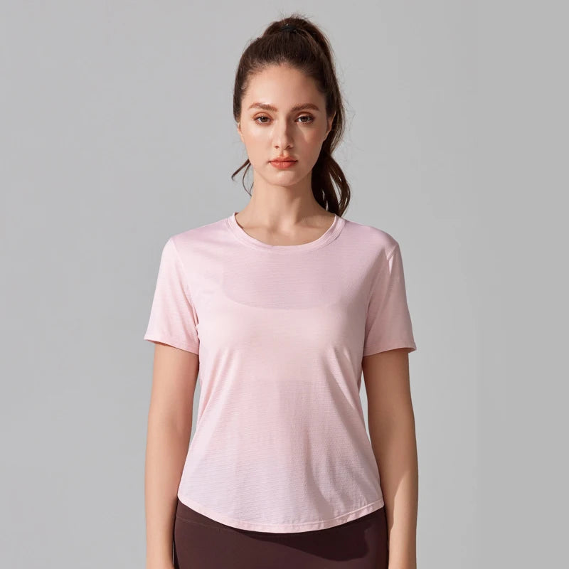 Women's Loose Fit Yoga T-Shirt - Quick Dry Athletic Top for Running & Gym