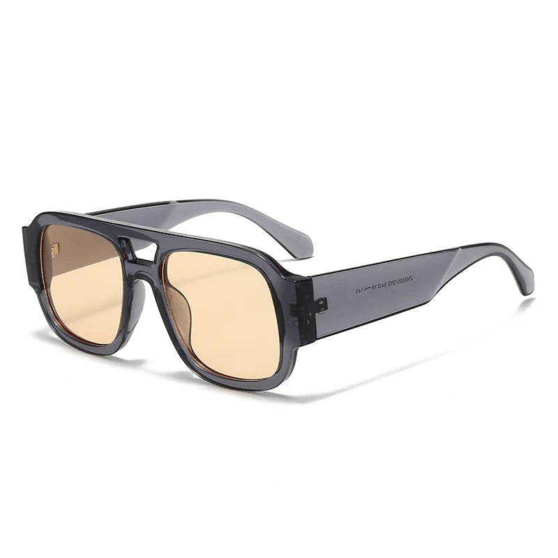 Unisex 1/4 Set Retro Large Frame Double Bridges Square Sunglasses