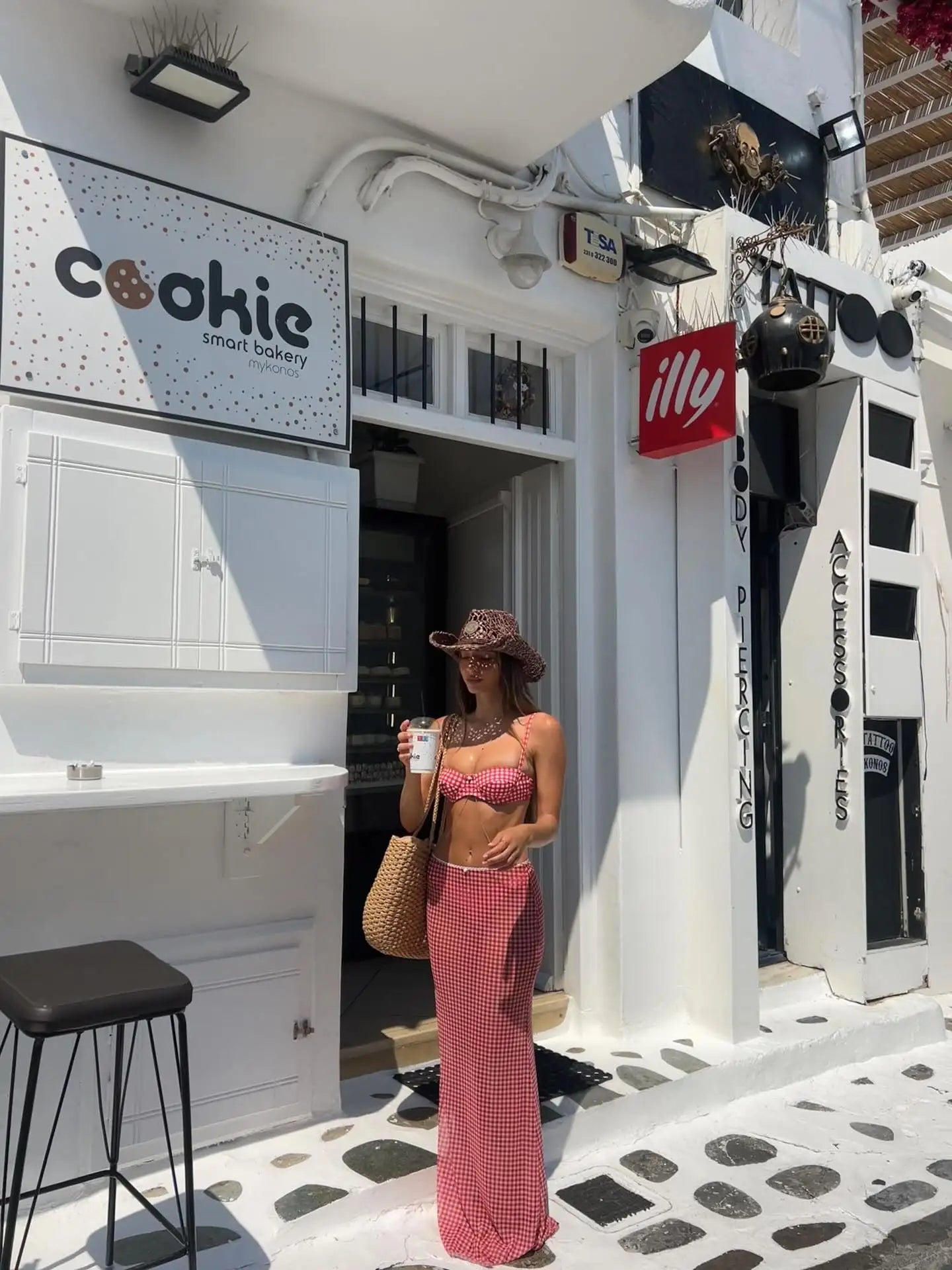 Women's 3-Piece Print Bikini Set - Halter Tube Top with Mesh Skirt