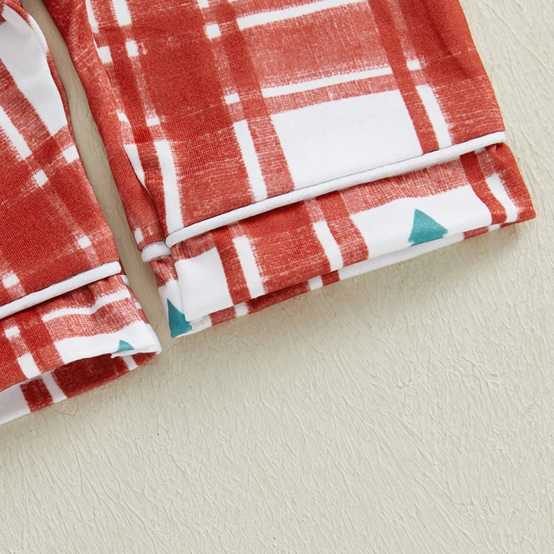 Christmas Pajama Romper - Baby Boys Girls Xmas Tree Plaid Jumpsuit