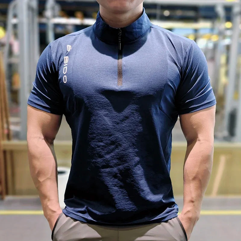 Men's Fitness Sport Clothing Bodybuilding Training Gym Running Short Sleeve Muscle Fit Top Quick Dry Rashguard T-Shirt