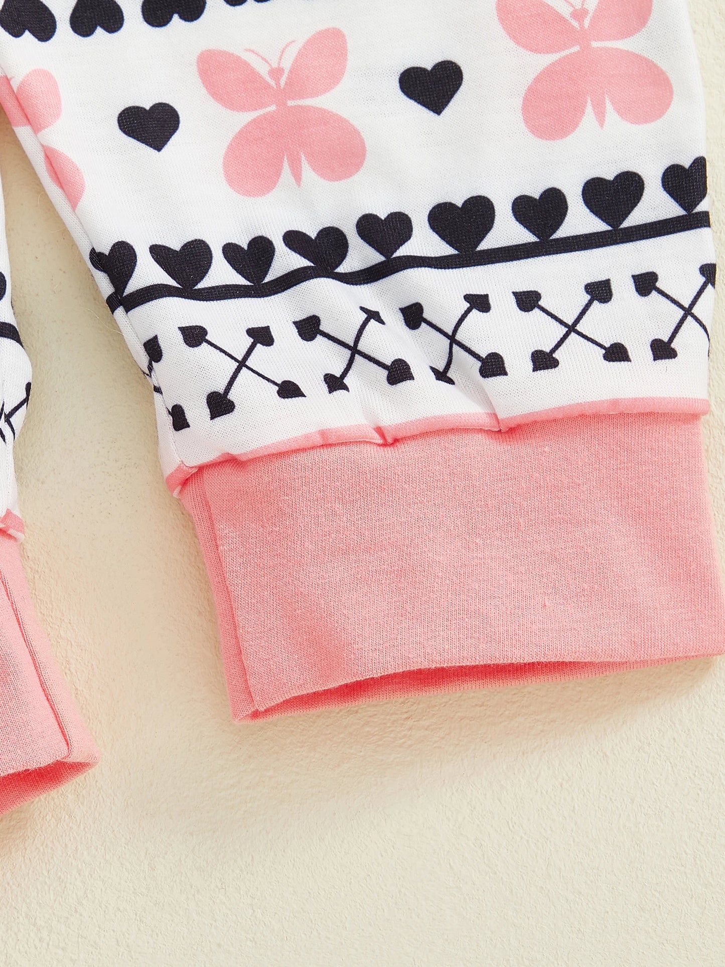 Newborn Baby Girls Boys Valentine's Day Outfit Set - Letter Print Romper with Butterfly Pants & Accessories 0-12M