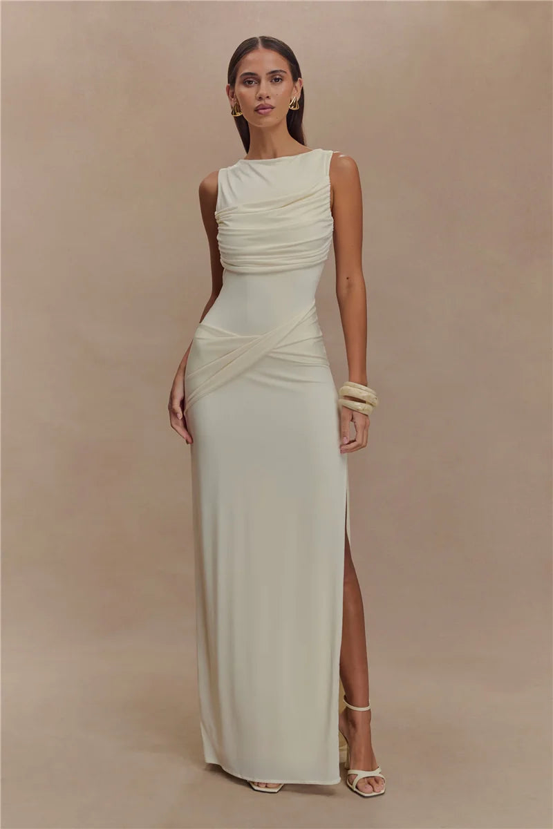 Backless Knit Tank Maxi Dress