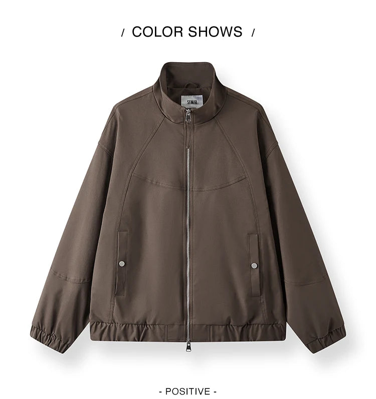 Loose Fit Stand Collar Minimalist Fashion Casual Jacket
