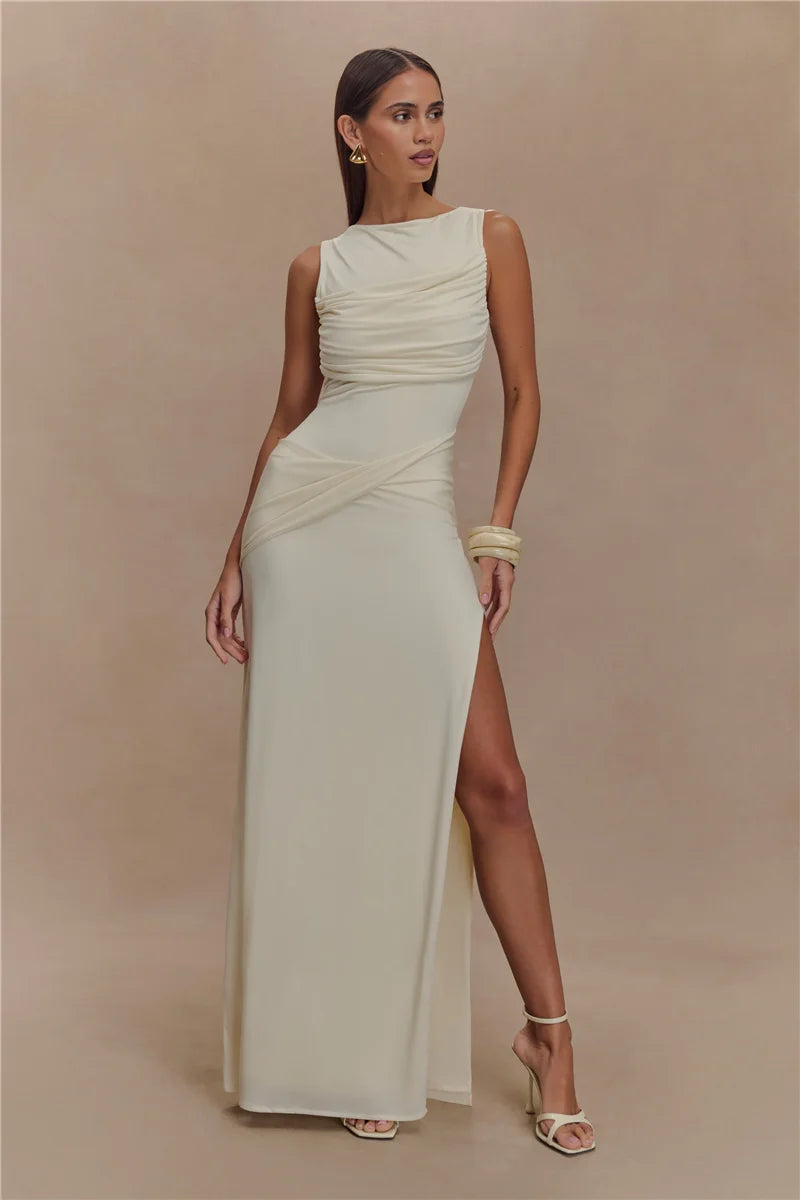 Backless Knit Tank Maxi Dress