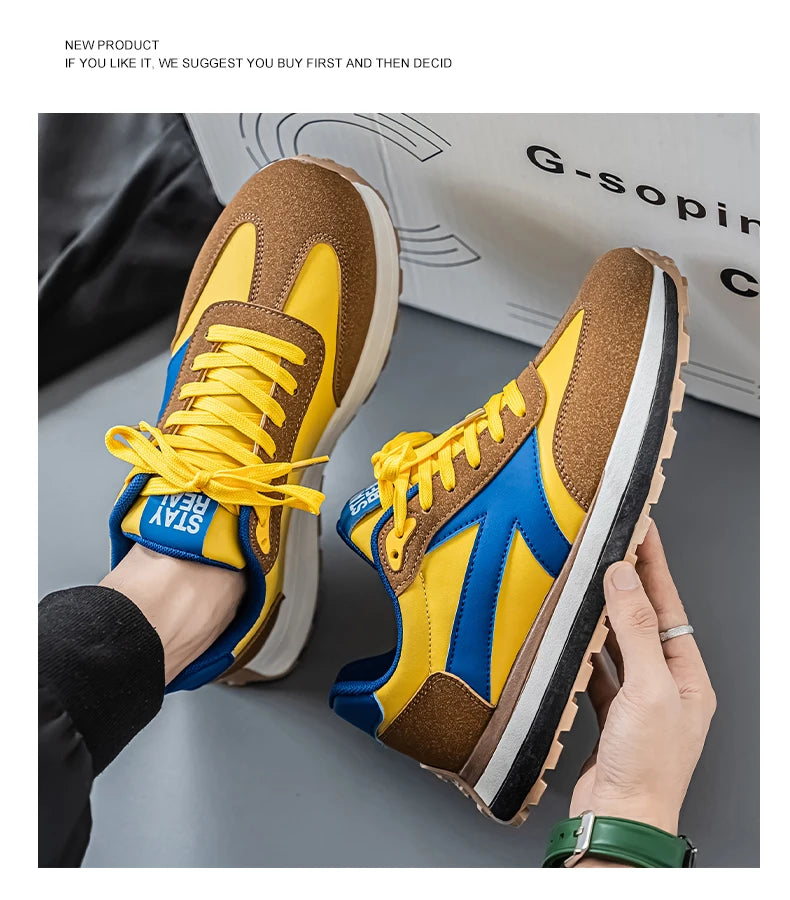 Men's Casual Sneakers Breathable Running Sport Shoes Tennis Sneakers Lace Up Platform Trainers Shoes
