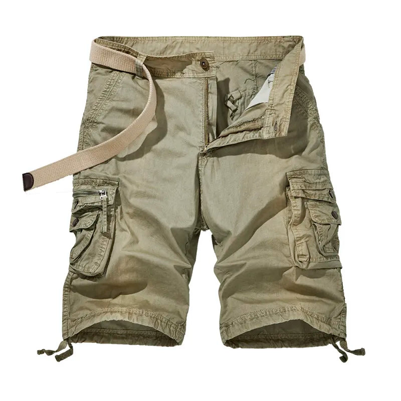 Men's Cotton Cargo Shorts - Multi Pocket Hiking Knee Length Shorts