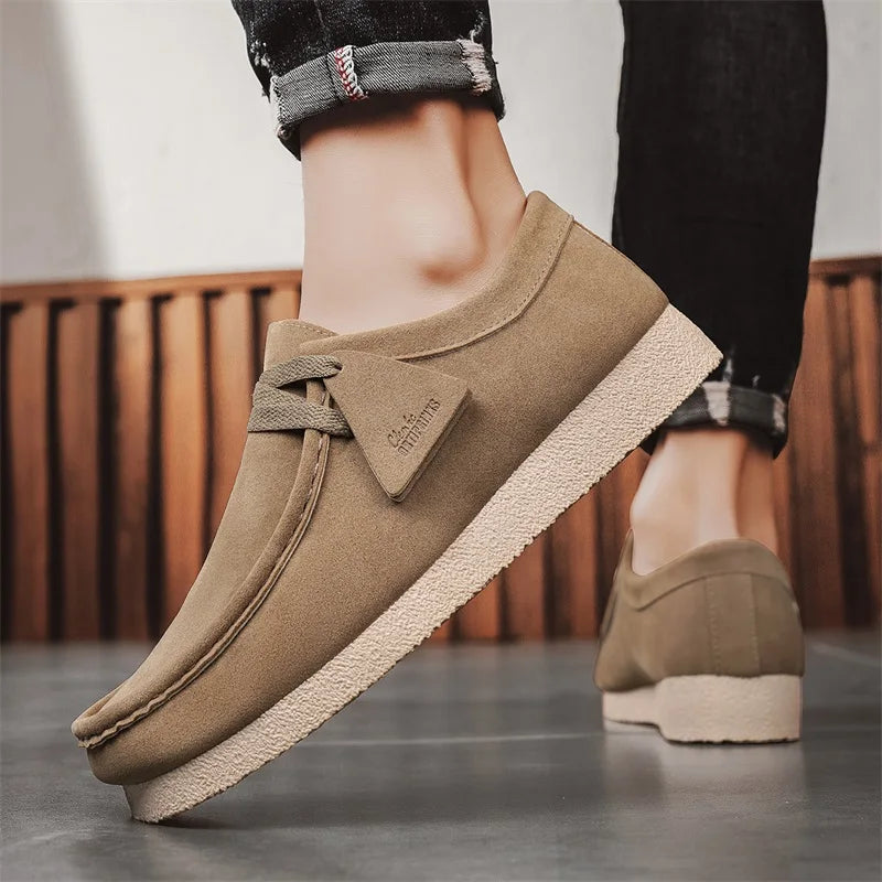 Men's Casual Suede Slip On Comfortable  Platform British Shoes