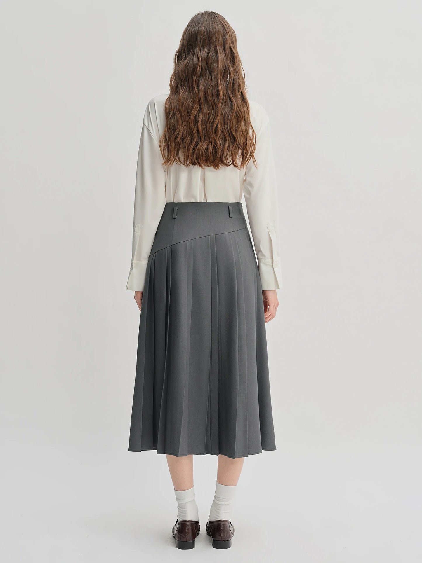 Ribbon Tie Blouse with Irregular Hem