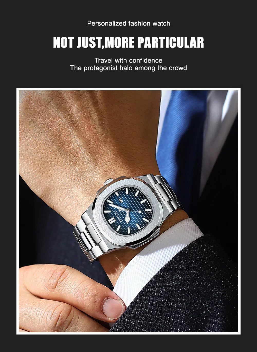 Men's Sports Watch - Square Dial Waterproof with Luminous Date Display