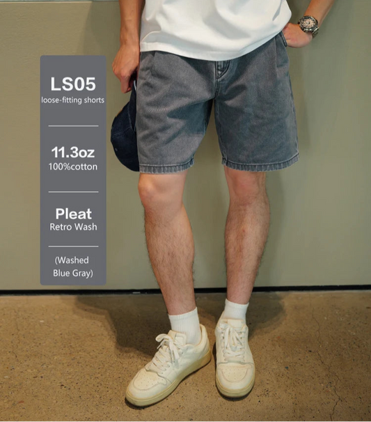 Vintage Washed Denim Shorts - Men's Plus Size Summer Casual Shorts