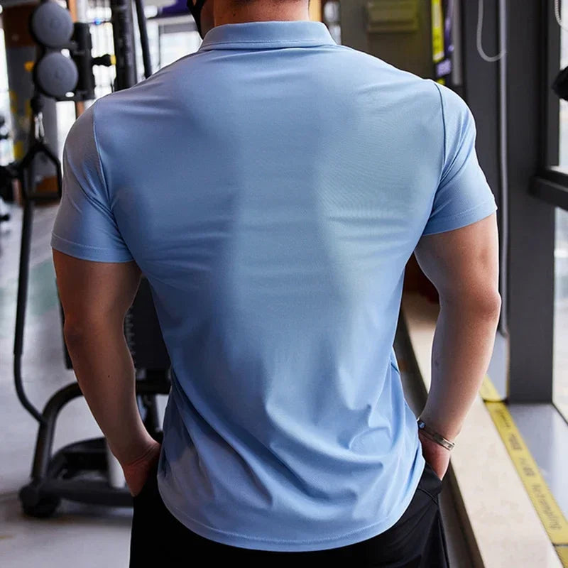 Men's Skinny Fit Sport Polo T-Shirt | Quick Dry Gym & Bodybuilding Tee