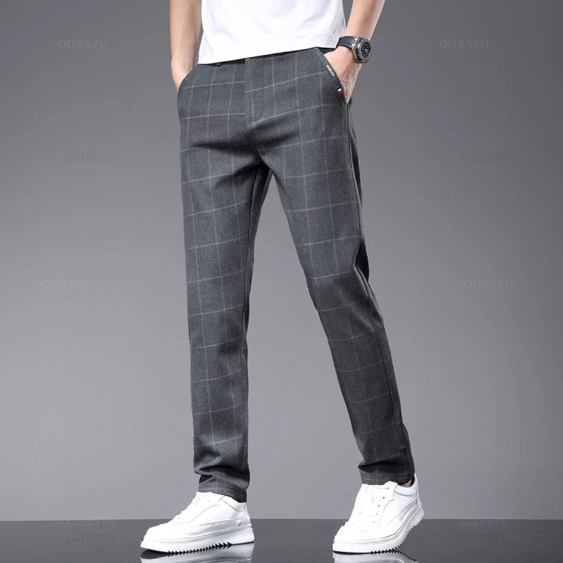 Men's Plaid Stretch Trousers