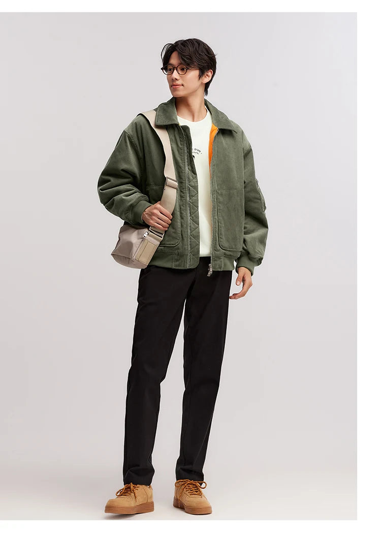 Men's Corduroy Pilot Jacket - Thick Oversize Cotton Winter Jacket