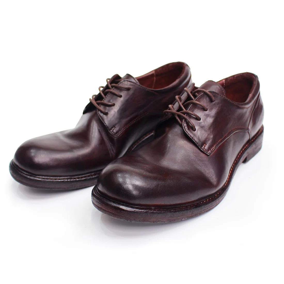 Men's Handmade Goodyear Sewn Comfortable Derby Formal Soft Leather Genuine Leather Round Toe Non-slip Casual Shoes