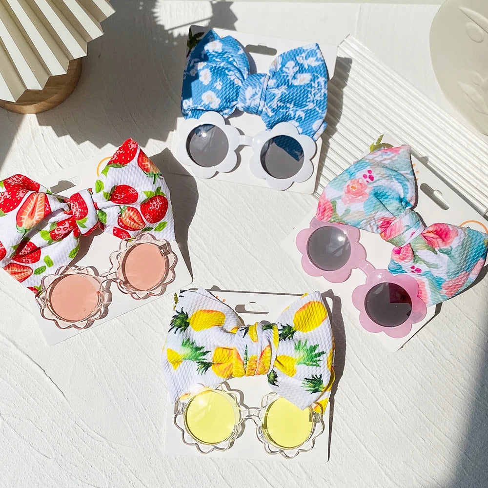 2PCS Children's Baby's Headband and Flower Sunglasses