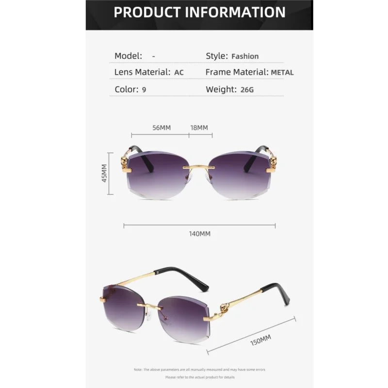 Women's Gradient Frameless Sunglasses - Cut Edge Metal Design