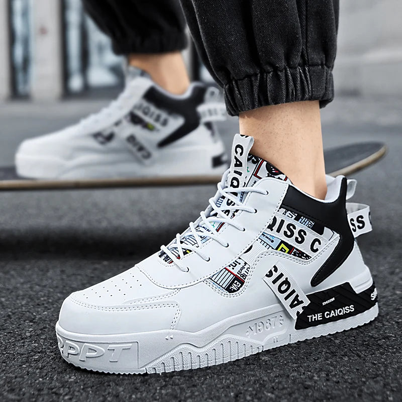 Platform Vulcanized High-Top Sneakers - Unisex Sports Shoes