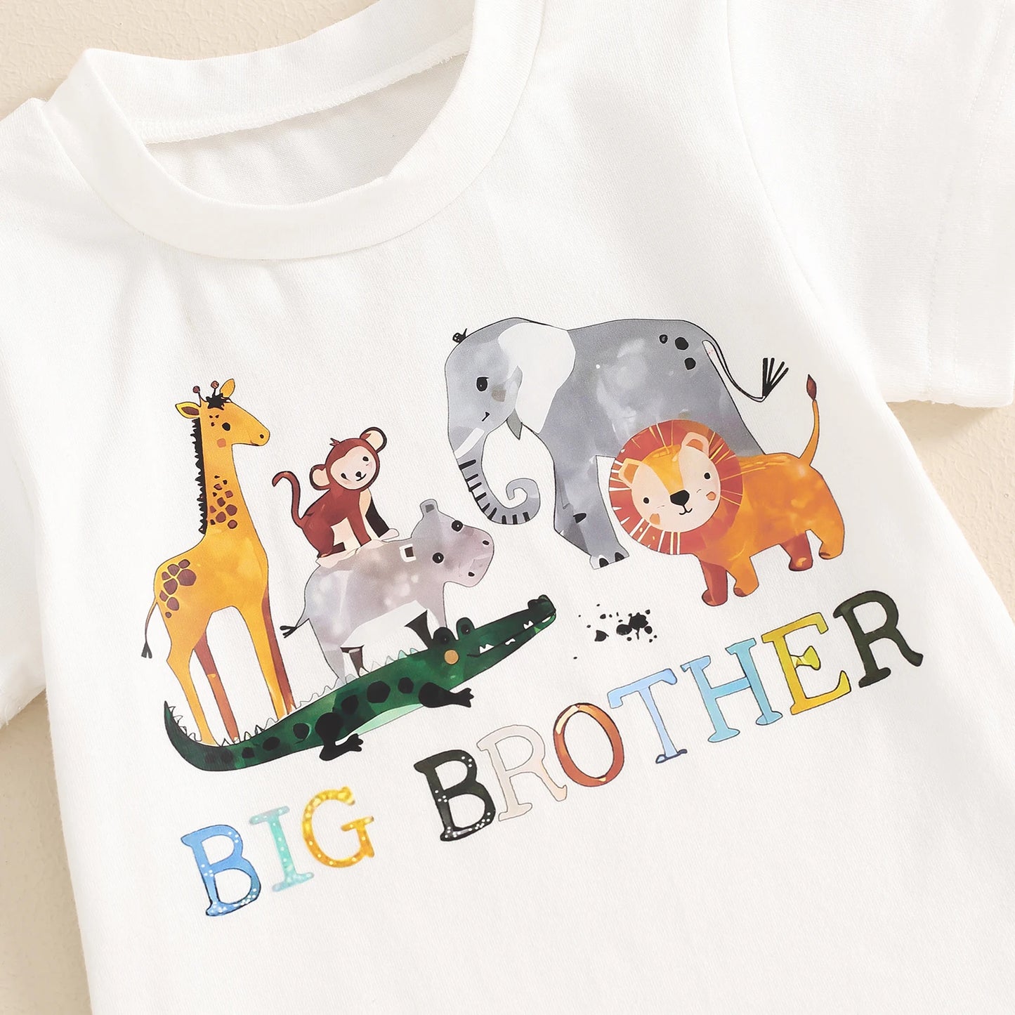 0-4Y 2pcs Baby Boys Summer Clothes Sets Short Sleeve Animal Letter Print T-Shirt and Shorts Set