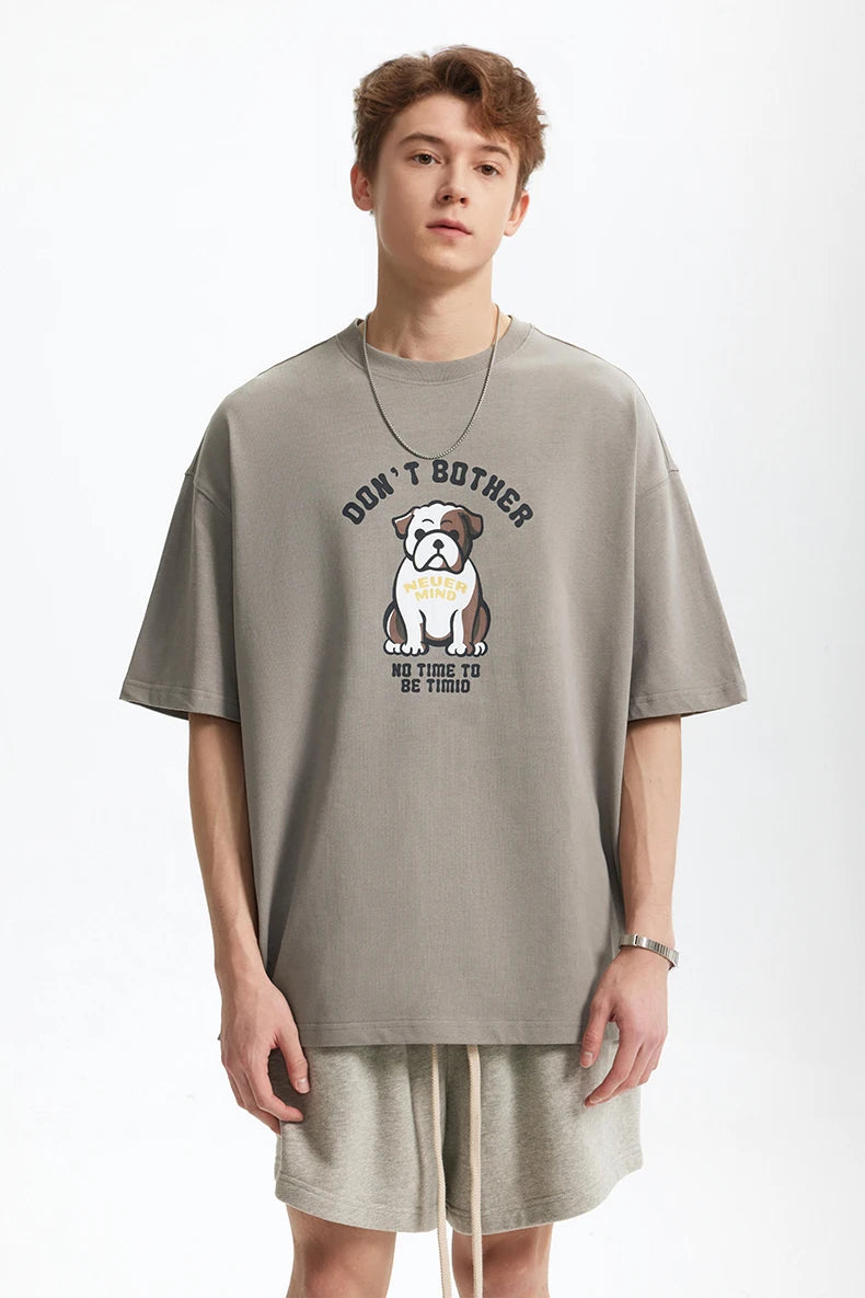 Men's French Bulldog Fun American Vintage 100% Cotton Heavyweight Casual Short Sleeve T-Shirt
