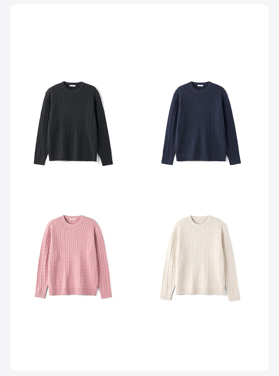 Men's Autumn Winter  Oversized Cable Knit Long Sleeve Knitted Casual Vintage Pullover Sweater