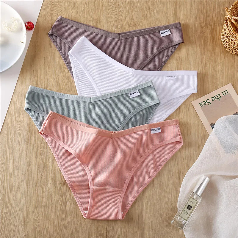 Women's 3Pcs/set Cotton Fruit Embroidery Underwear Low-Rise Briefs Underpants Panties