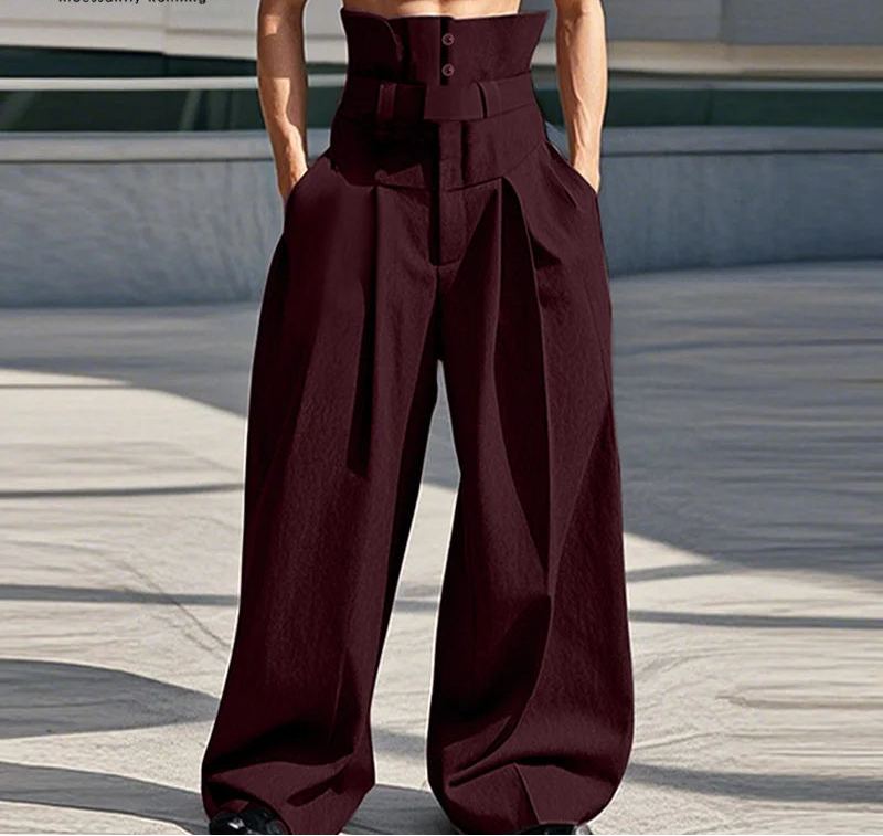 Deconstructed High Waist Wide Leg Trousers