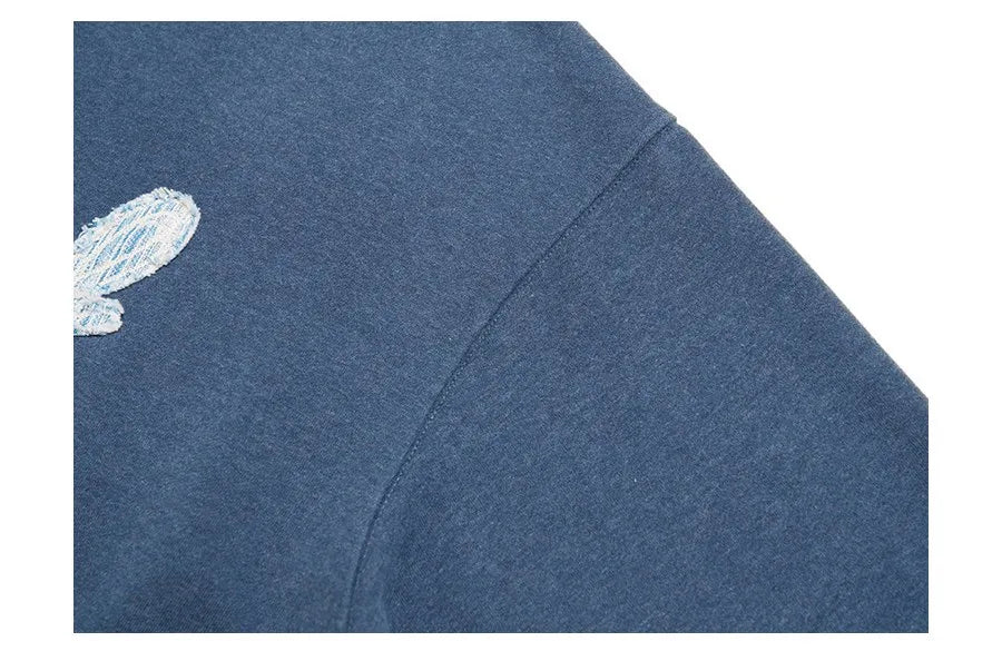Men's Heavyweight Oversized Letter Embroidery Sweatshirt – 390g Cotton Pullover