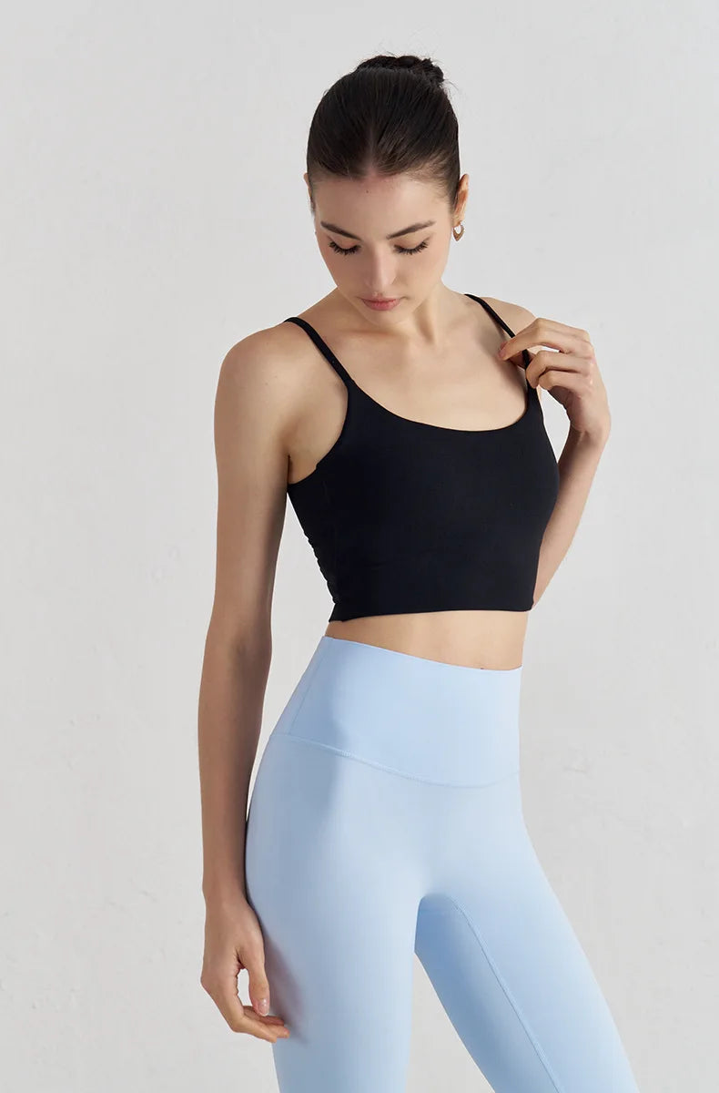 Bowknot Back Sports Bra - Thin Strap Yoga Fitness Bra with Elastic Support