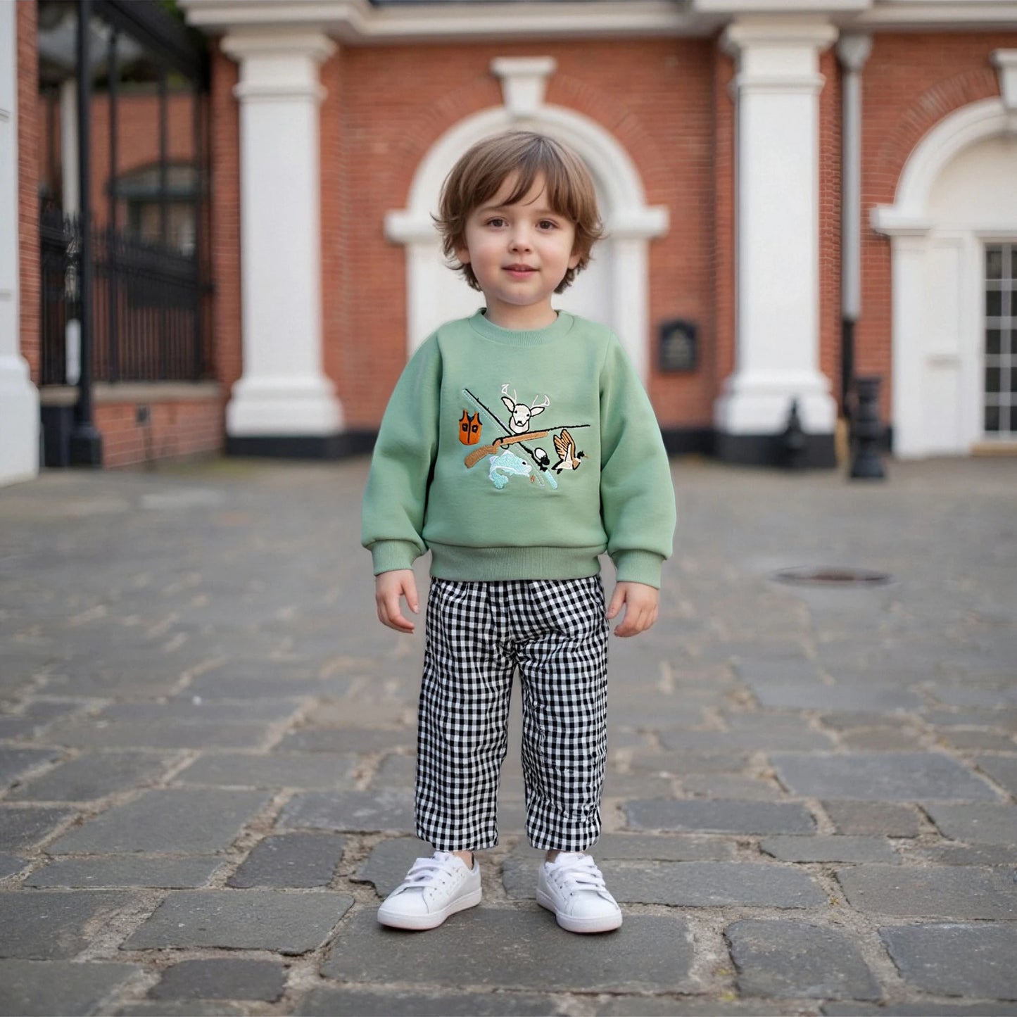 Infant Baby Boy 2-Piece Fall Clothes Set - Animal Embroidery Sweatshirt & Pants (0-3Y)