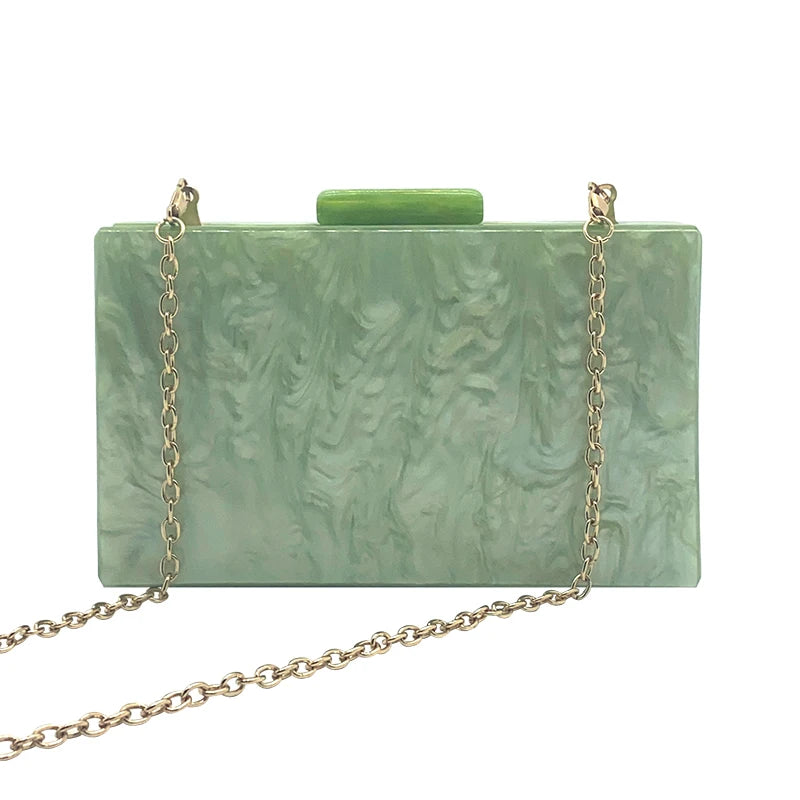 Women's Green Acrylic Crossbody Bag - Luxury Designer Clutch Shoulder Bag