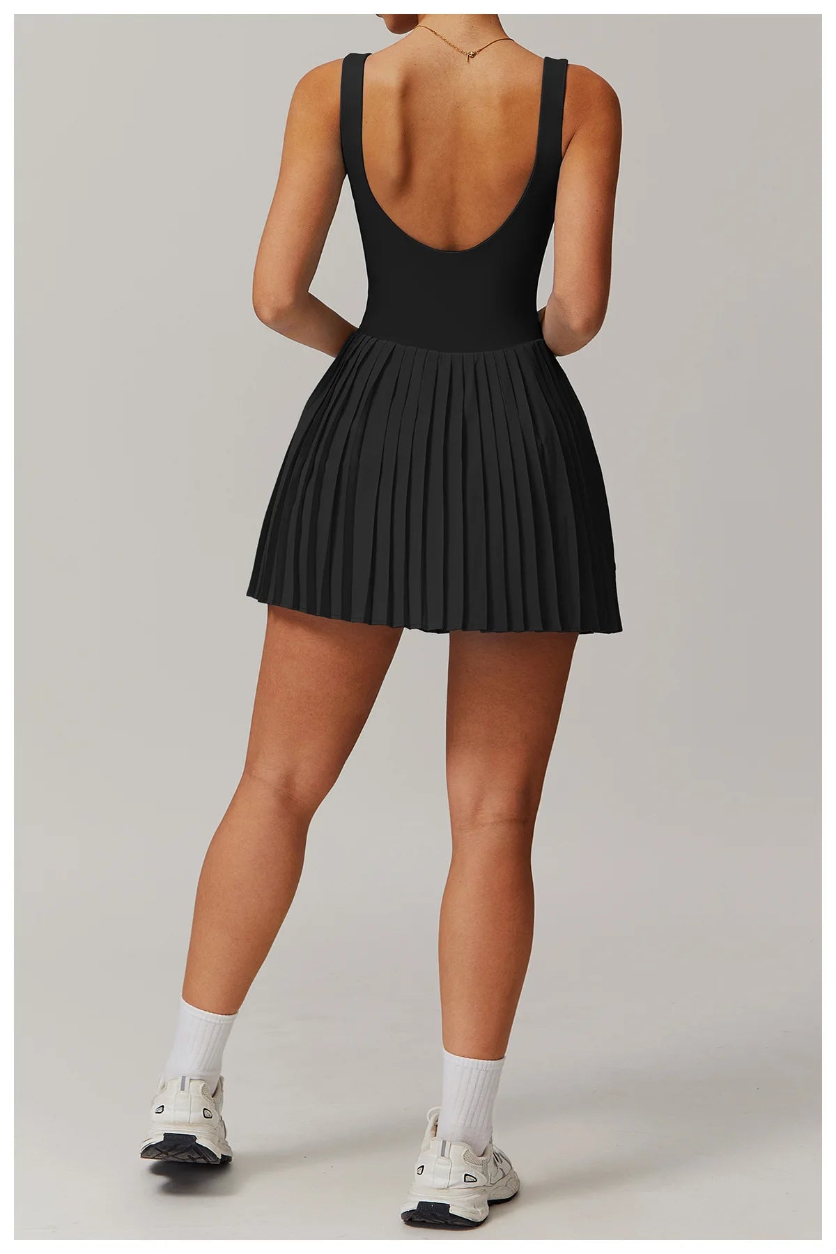 Tennis Skirt with Inner Lining - Pleated Golf Workout Dress with Pockets