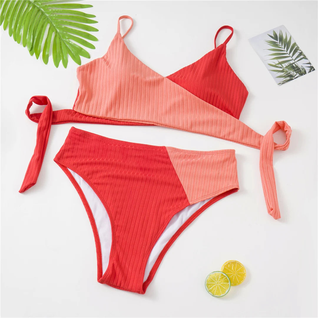 Women's Splicing Bikini Plus Size Swimsuit Two-piece Bikini Set 0XL - 4XL