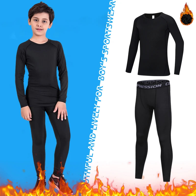 Kids Boy's Fitness Tracksuits Youth Warm Pants Top Underwear Tight Sports Compression Running Basketball Sportswear