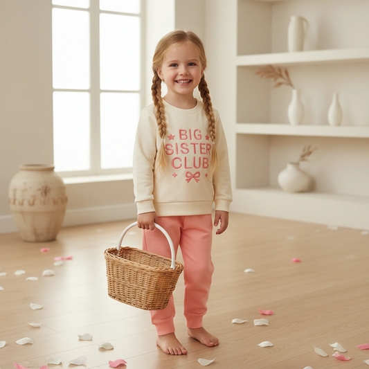 Toddler Baby Girls Fall Winter Outfit Set - Star Bow Embroidery Sweatshirt & Pants 0-3Y